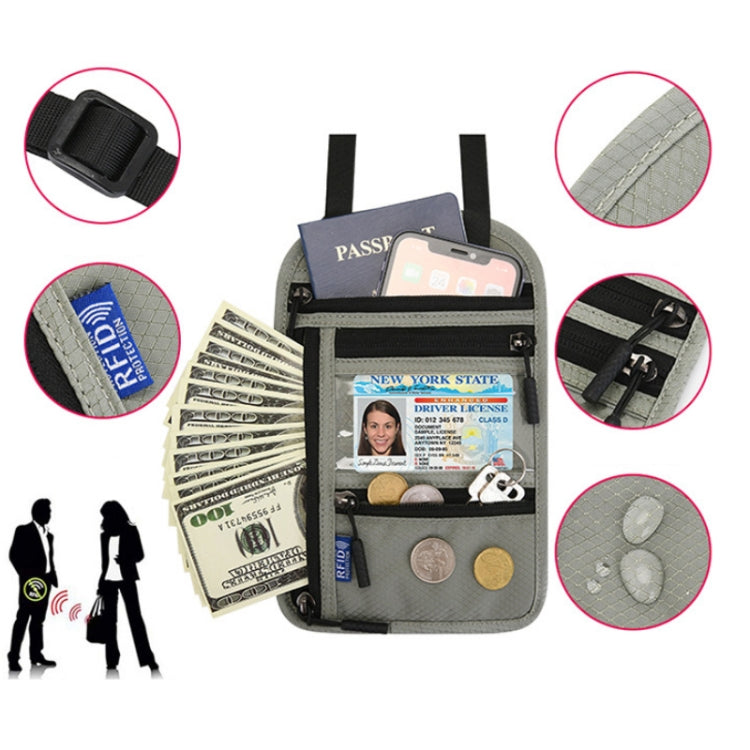 RFID Multi-Function Halter Passport Bag Certificate Protection Cover(Dark Gray) - Card & Passport Bags by PMC TechLife | Online Shopping South Africa | PMC TechLife | Buy Now Pay Later Mobicred