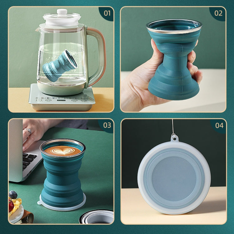 AK1313 320ml Portable Silicone Folding Water Cup With Lid(Blue) - Kettles by PMC TechLife | Online Shopping South Africa | PMC TechLife
