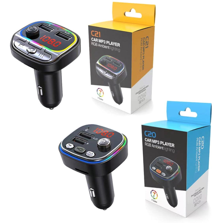 C20 USB Car Bluetooth MP3 Music Player With Colorful Lights - Bluetooth Car Kits by PMC TechLife | Online Shopping South Africa | PMC TechLife