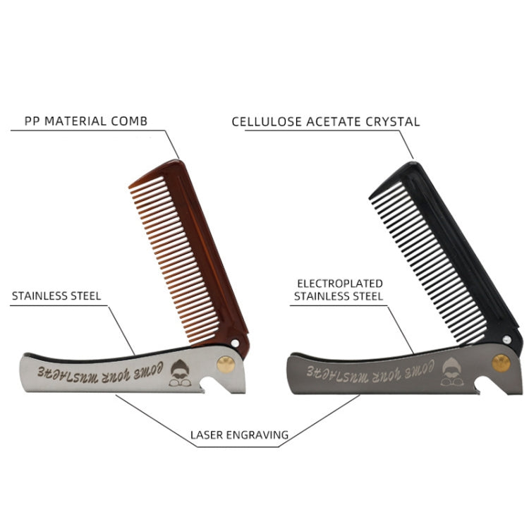 Folding Oil Head Comb Beard Styling Comb(Amber) - Combs by PMC Jewellery | Online Shopping South Africa | PMC Jewellery