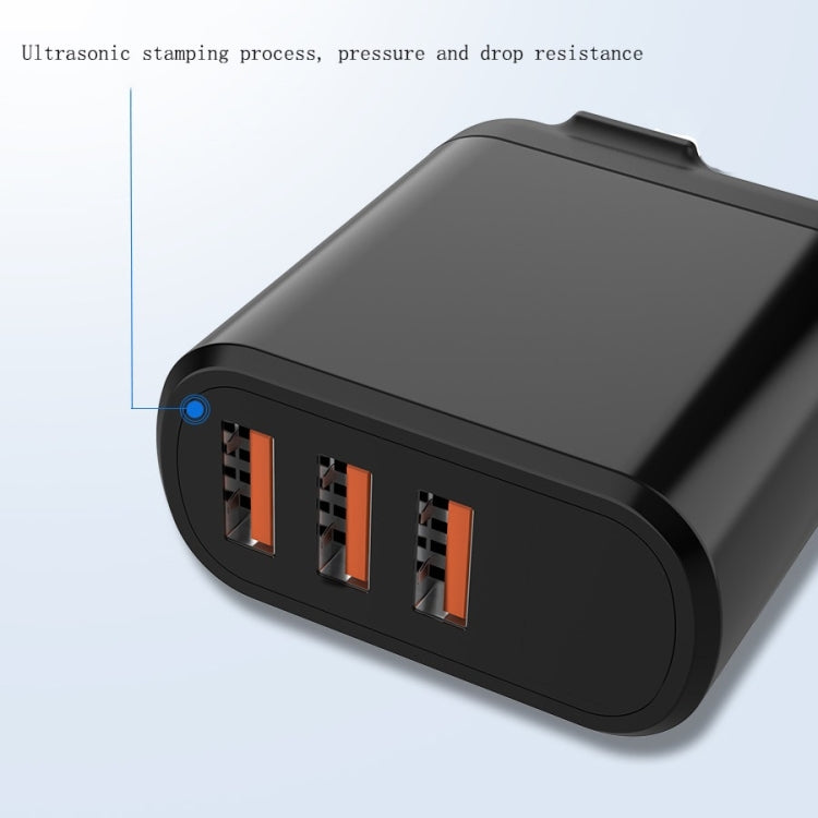 CYKE Smart Digital Display 3-Ports USB Travel Charger(EU Plug-Black) - USB Charger by CYKE | Online Shopping South Africa | PMC TechLife | Buy Now Pay Later Mobicred