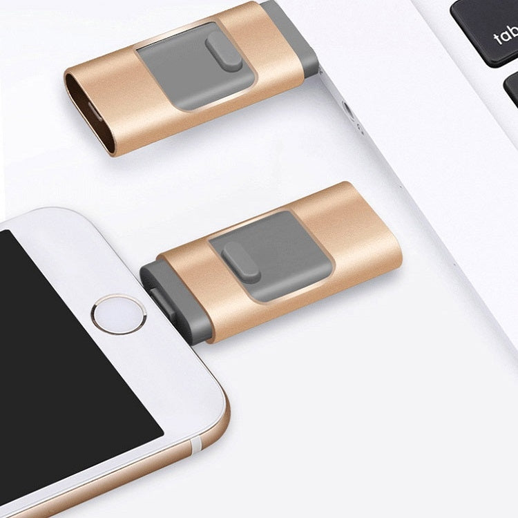 256GB Type-C + 8 Pin + USB 3.0  3 In 1 OTG Metal USB Flash Drive(Rose Gold) - U Disk & Card Reader by PMC TechLife | Online Shopping South Africa | PMC TechLife