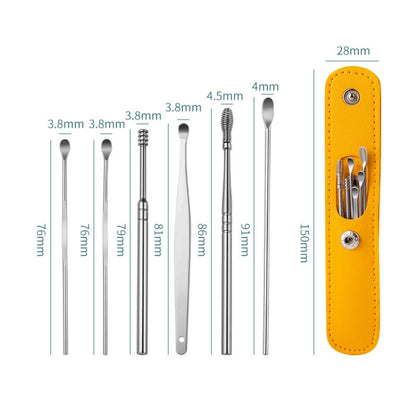 5 Sets 6 In 1 Stainless Steel Spring Spiral Portable Ear Pick, Specification: Yellow - Ear Care Tools by PMC Jewellery | Online Shopping South Africa | PMC Jewellery