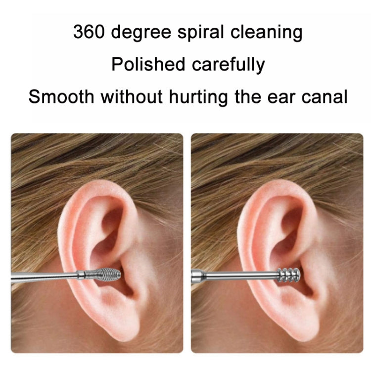 5 Sets 6 In 1 Stainless Steel Spring Spiral Portable Ear Pick, Specification: Yellow - Ear Care Tools by PMC TechLife | Online Shopping South Africa | PMC TechLife