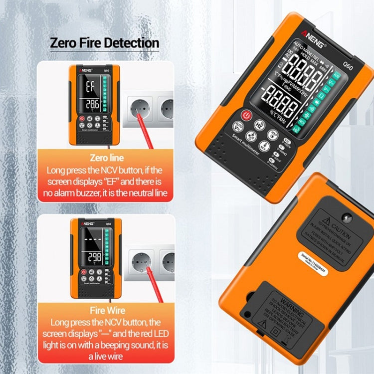 ANENG Automatic Intelligent High Precision Digital Multimeter, Specification: Q60 Intelligent(Orange) - Digital Multimeter by ANENG | Online Shopping South Africa | PMC Jewellery