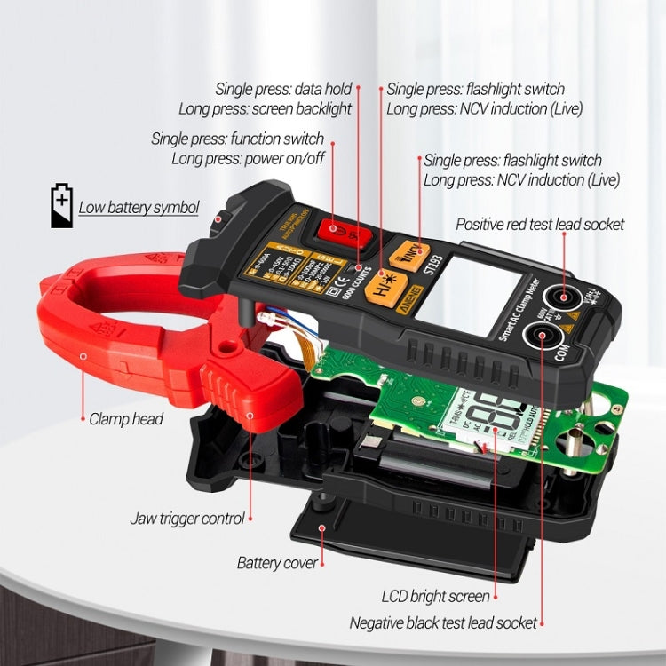 ANENG ST193 Intelligent Automatic Multifunctional AC Clamp Digital Meter - free shipping - PMC TechLife - Order now!