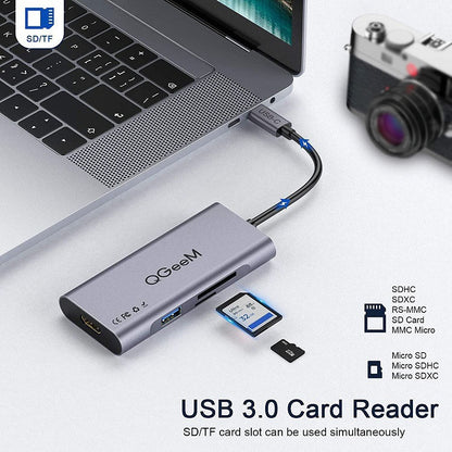 QGeeM 7 In 1 Multifunctional USB3.0 TYPE-C Extension HUB Adapter(QG-UH07-3 V1) - USB HUB by QGeeM | Online Shopping South Africa | PMC Jewellery | Buy Now Pay Later Mobicred