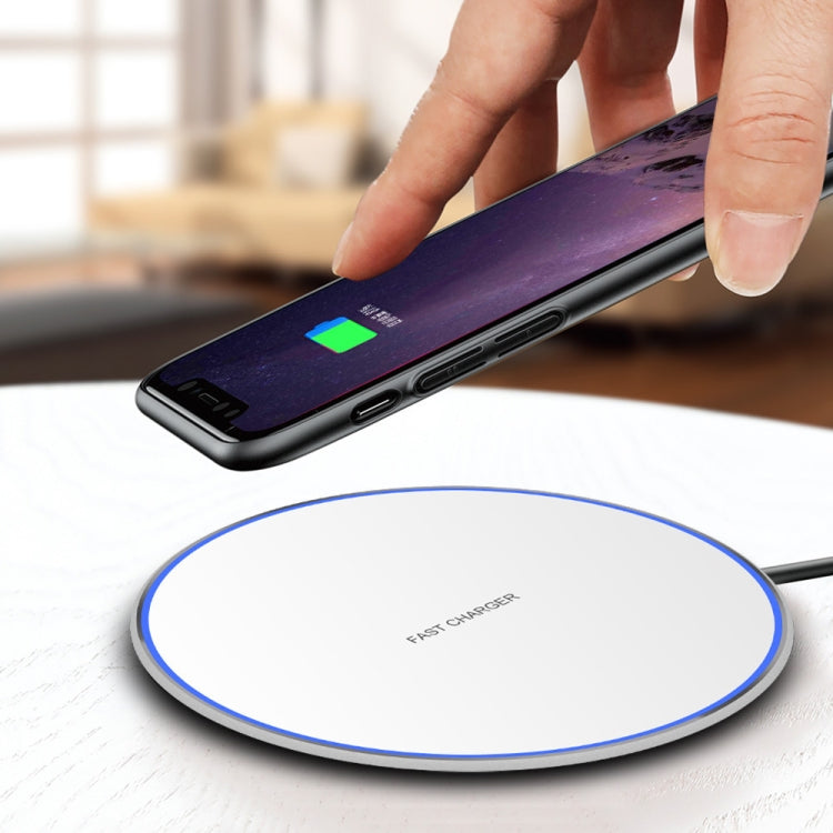 15W Metal Round Wireless Charger Smart Fast Charge(Silver + White Surface) - Wireless Charger by PMC TechLife | Online Shopping South Africa | PMC TechLife