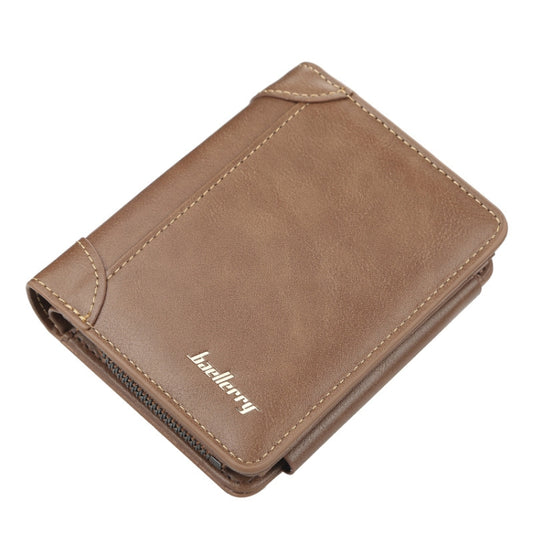 Baellerry D9159 Men Short Tri-Fold Zip Coin Purse Thin Card Holder(Brown) - Wallets by Baellerry | Online Shopping South Africa | PMC Jewellery