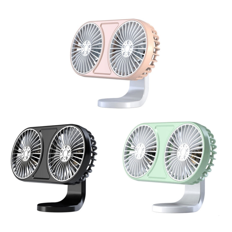 F211 Car Double Head With Led Electric Fan Car Air Outlet Instrument Panel USB Mini Fan(Pink) - Heating & Fans by PMC Jewellery | Online Shopping South Africa | PMC Jewellery