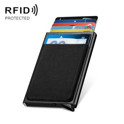 NEWBRING Metal Wallet Automatic Pop-up Anti-degaussing Card Holder, Colour: Black With Back Stickers - Antimagnetic RFID Package by NEWBRING | Online Shopping South Africa | PMC Jewellery