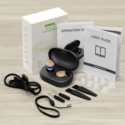 Old People Voice Amplifier Sound Collector Hearing Aid(Skin Color Double Machine + White Charging Bin) - Hearing Aids by PMC Jewellery | Online Shopping South Africa | PMC Jewellery