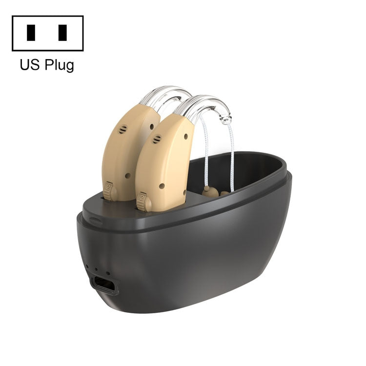Elderly Use Can Charge Sound Amplifier Hearing Aid, Specification: US Plug(Skin Color Double Machine+Black Charging Bin) - Hearing Aids by PMC TechLife | Online Shopping South Africa | PMC TechLife