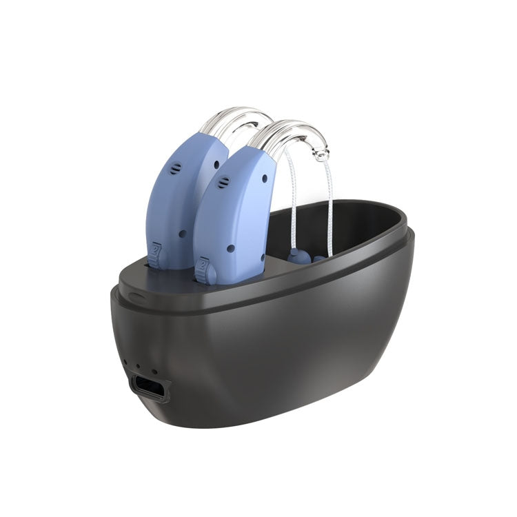 Elderly Use Can Charge Sound Amplifier Hearing Aid, Specification: US Plug(Blue Double Machine+Black Charging Bin) - Hearing Aids by PMC Jewellery | Online Shopping South Africa | PMC Jewellery