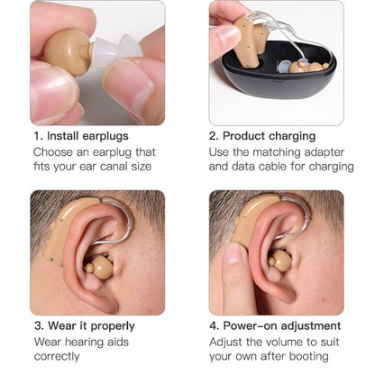 Elderly Use Can Charge Sound Amplifier Hearing Aid, Specification: US Plug(Blue Double Machine+Black Charging Bin) - Hearing Aids by PMC Jewellery | Online Shopping South Africa | PMC Jewellery