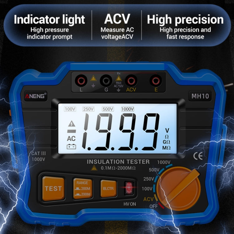 ANENG MH10 Digital High Precision Insulation Resistance Tester(Orange) - free shipping - PMC TechLife - Order now!