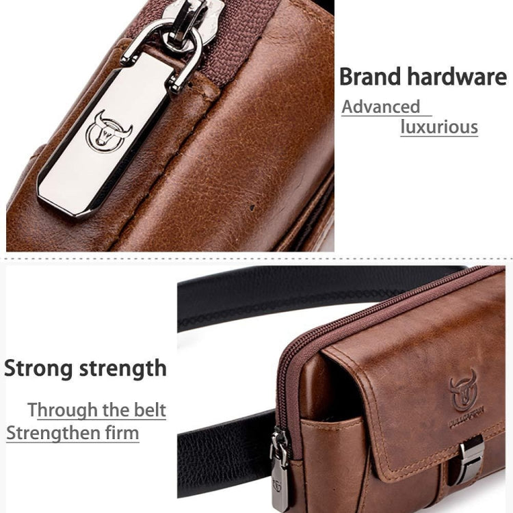 BULL CAPTAIN Multifunctional Leather Mobile Phone Small Waist Bag For Men(Vertical Brown) - Wallets by BULL CAPTAIN | Online Shopping South Africa | PMC Jewellery | Buy Now Pay Later Mobicred