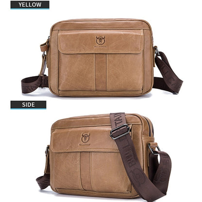 BULL CAPTAIN  Double Layer Leather One Shoulder Messenger Bag For Men(Yellow Brown) - Single-shoulder Bags by BULL CAPTAIN | Online Shopping South Africa | PMC Jewellery | Buy Now Pay Later Mobicred