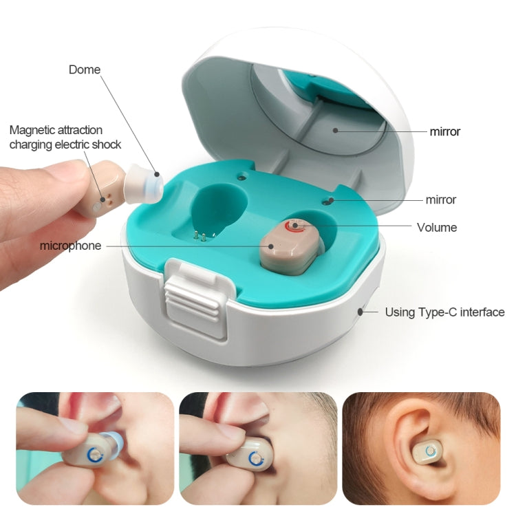 TWS On-Ear Sound Amplifier Hearing Aid with Charging Compartment(Black) - free shipping - PMC TechLife - Order now!