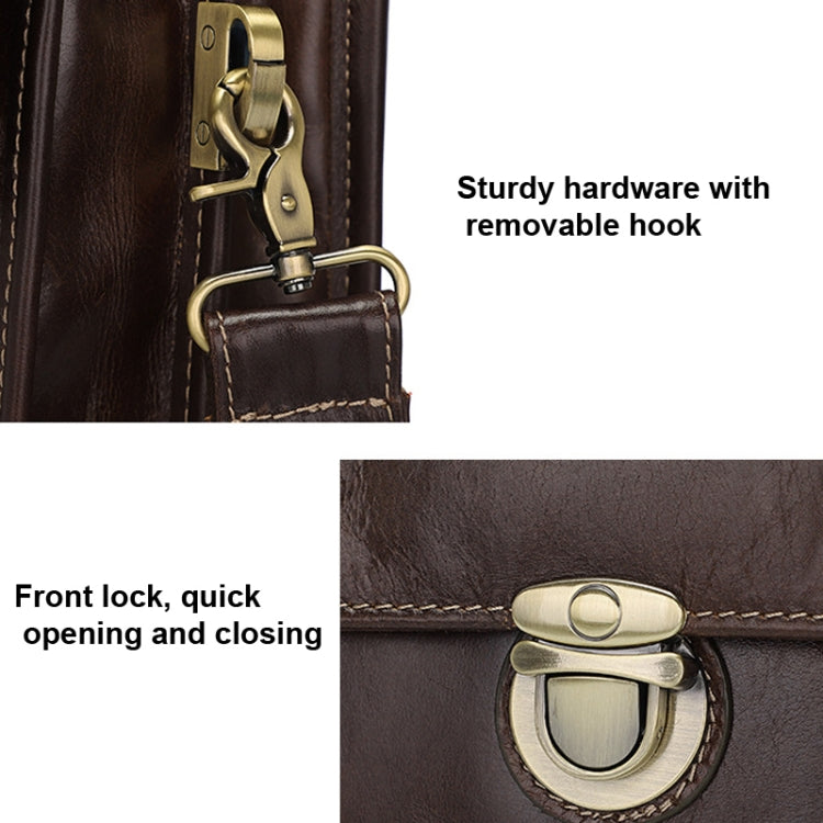 Men Retro Cowhide Leather Briefcase Multifunctional Laptop Bag for 15.6 Inch Computer(Coffee) - free shipping - PMC TechLife - Order now!