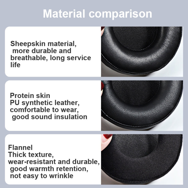 2 PCS  Earmuffs for Audio-Technica AD1000X AD2000X AD900X AD700X,Style: Black Protein Skin - Earmuff & Pad by PMC TechLife | Online Shopping South Africa | PMC TechLife