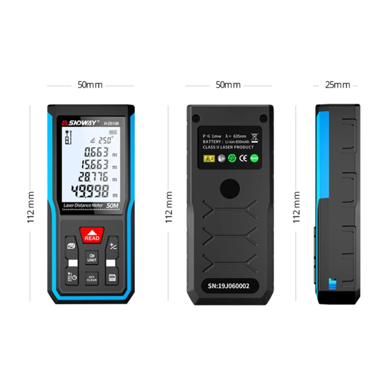 SNDWAY H-D510A Handheld Laser Rangefinder Infrared Measuring Instrument, Distance: 50m - free shipping - PMC TechLife - Order now!