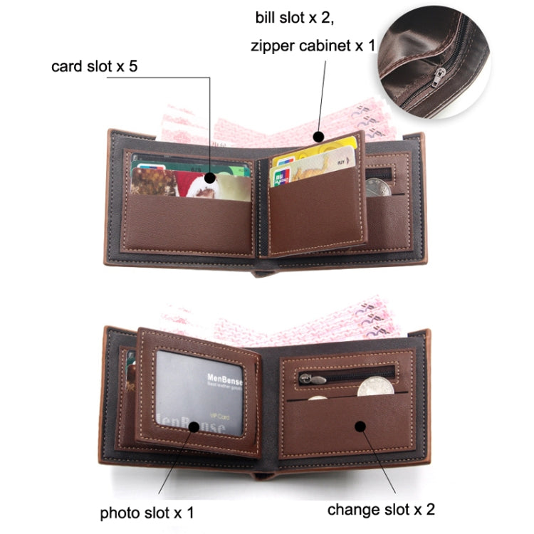 Menbense Hot Stamping Hinge Short Matte Multi-Card Large Capacity Male Wallet(D3301-4 Light Brown) - free shipping - PMC TechLife - Order now!