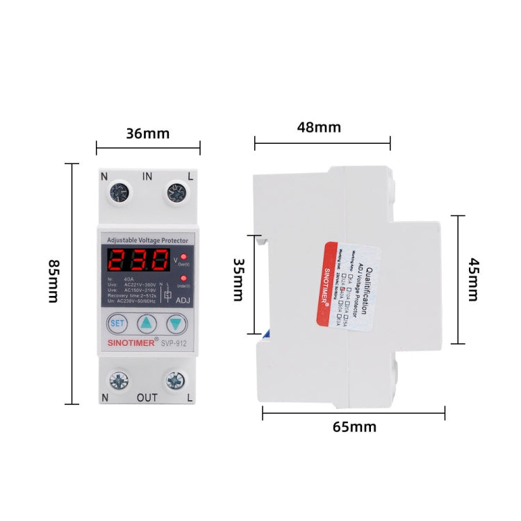 SINOTIMER SVP-912 Adjustable Self-resetting Intelligent Under-voltage Protector, Current: 40A - Other Tester Tool by SINOTIMER | Online Shopping South Africa | PMC Jewellery | Buy Now Pay Later Mobicred