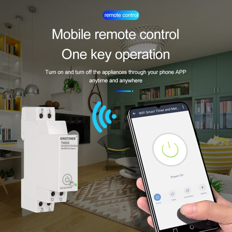 SINOTIMER TM608 Smart WiFi Single-Phase Power Meter Mobile App Home Rail Meter 16A 100-240V - free shipping - PMC TechLife - Order now!