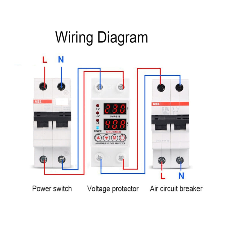 SINOTIMER SVP-918 Adjustable Self-resetting Intelligent  Over-voltage Under-voltage Protector, Current:  40A - Other Tester Tool by SINOTIMER | Online Shopping South Africa | PMC Jewellery