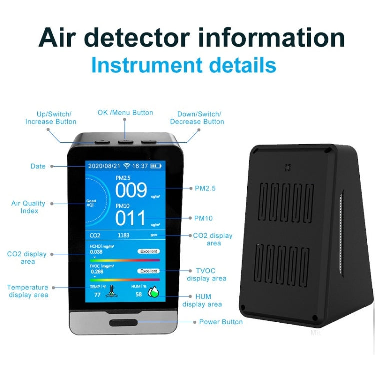 DM73B WiFi Smart Carbon Dioxide Formaldehyde Dust Detector With Time Record - Air & Water Quality Tester by PMC Jewellery | Online Shopping South Africa | PMC Jewellery