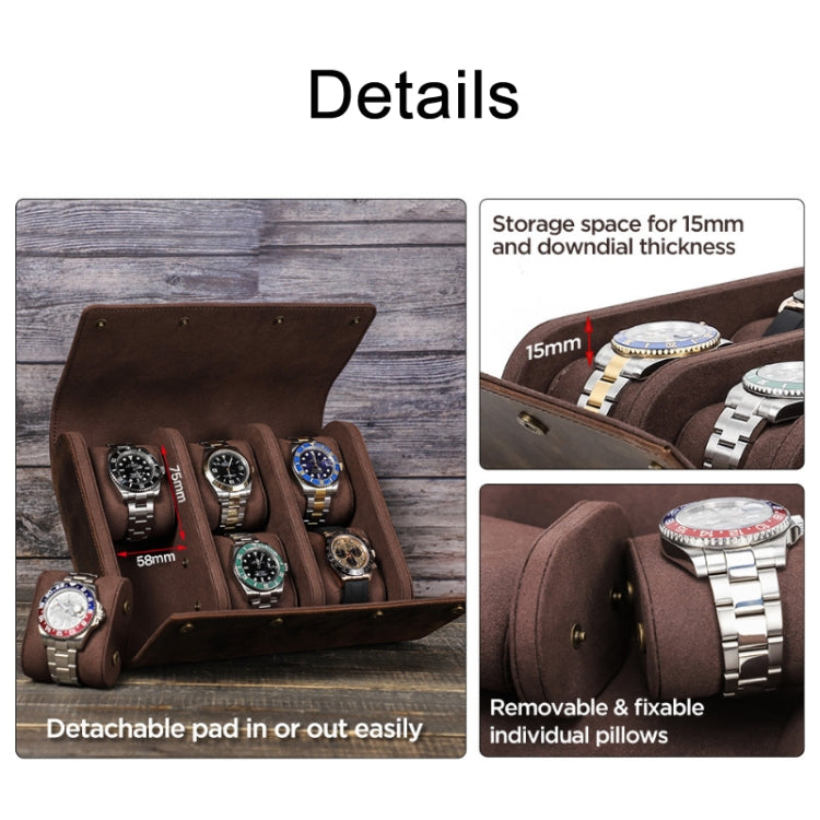 CONTACTS FAMILY Vintage Crazy Horse Leather Outdoor Travel Watch Case(Brown) - Watch Storages by CONTACTS FAMILY | Online Shopping South Africa | PMC Jewellery | Buy Now Pay Later Mobicred