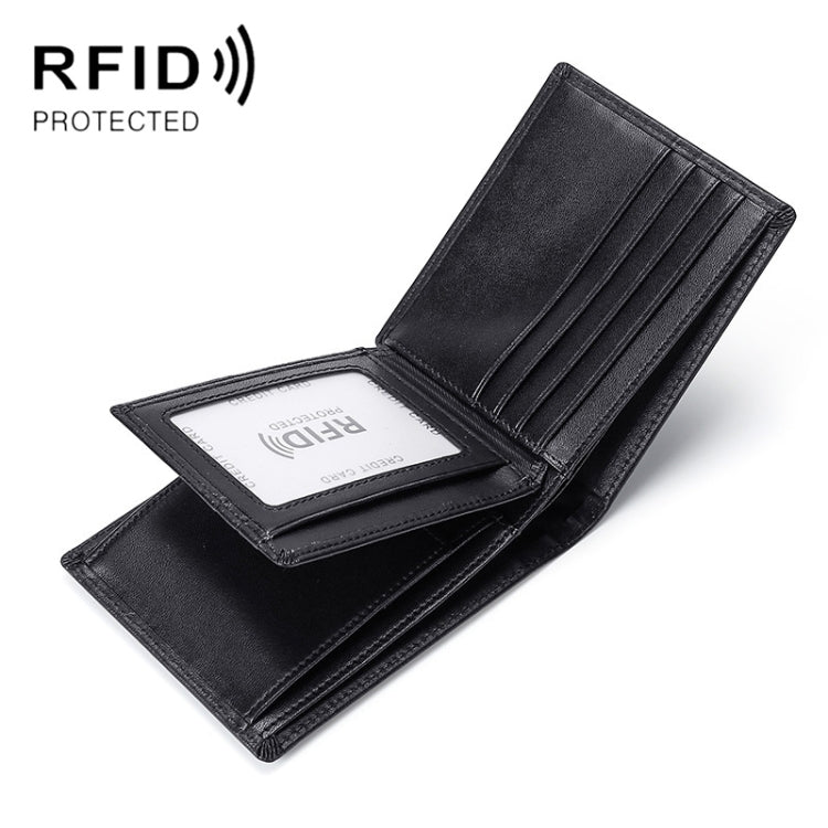 TP-215 Leather RFID Anti-theft Tri-fold Short Wallet(Black) - free shipping - PMC TechLife - Order now!