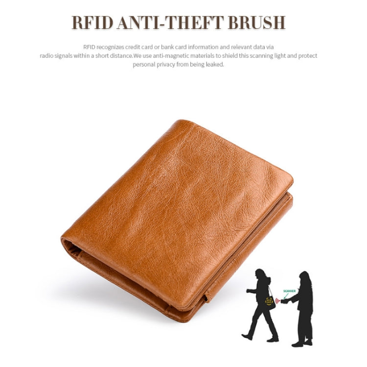 TP-191 RFID Multifunctional Tri-Fold Retro Men Genuine Leather Wallet(Brown) - Antimagnetic RFID Package by PMC Jewellery | Online Shopping South Africa | PMC Jewellery | Buy Now Pay Later Mobicred