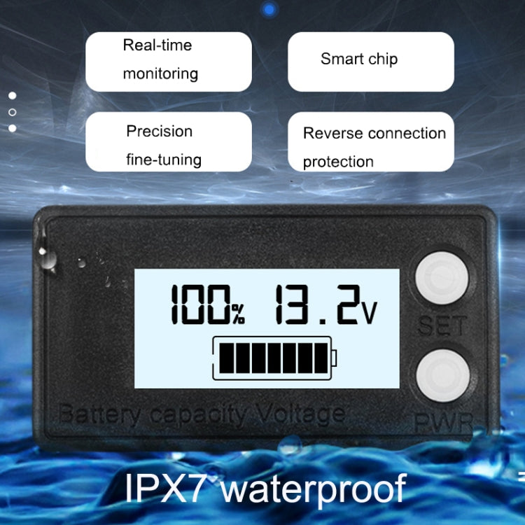 Waterproof LCD Two-wire Lead-acid Lithium Battery Digital Display Voltage Meter 8-72V (White) - free shipping - PMC TechLife - Order now!