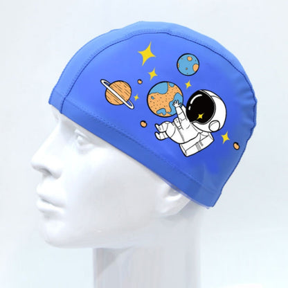 2 PCS Cute Cartoon High Elastic Children PU Waterproof Swimming Cap(Astronauts) - Swimming Caps by PMC Jewellery | Online Shopping South Africa | PMC Jewellery