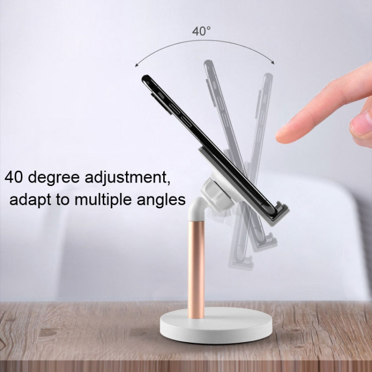 MT-100 Round Bottom Column Multi-Angle Adjustable Mobile Phone Tablet Holder(Champagne) - Desktop Holder by PMC TechLife | Online Shopping South Africa | PMC TechLife