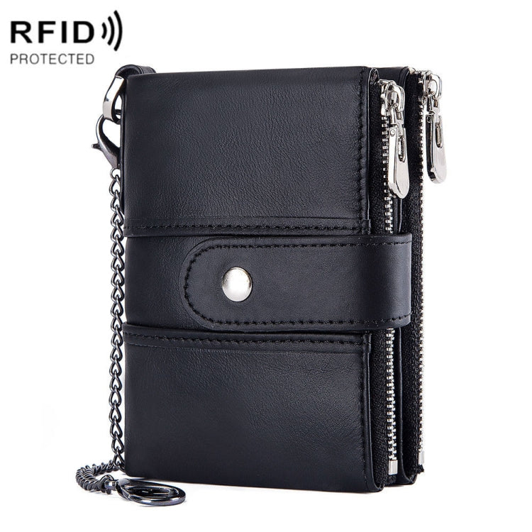 BP804 RFID Anti-Theft Wallet Multi-Function Buckle Zipper Retro Leisure Coin Purse(Black) - Antimagnetic RFID Package by PMC TechLife | Online Shopping South Africa | PMC TechLife | Buy Now Pay Later Mobicred