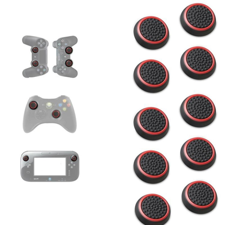 10 PCS Gamepad Silicone Luminous Button Cap Rocker Cap For PS5/PS4/PS3/ONE/360/PRO/series X/S(Black Red Circle) - Cases by PMC Jewellery | Online Shopping South Africa | PMC Jewellery