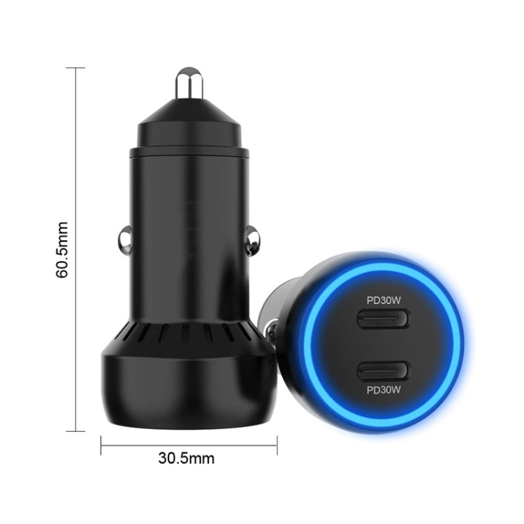 IBD352 Aluminum Alloy Dual Interface Car Charger, Spec: Qc3.0 18W+PD 3.0 30W - Car Charger by PMC TechLife | Online Shopping South Africa | PMC TechLife