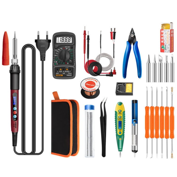 ANENG SL103 25pcs/set Intelligent Digital Display Temperature Adjustment Household Constant Temperature Soldering Iron Set 60W Internal Heat Welding Tool Kit(EU Plug) - Electric Soldering Iron by ANENG | Online Shopping South Africa | PMC Jewellery | Buy Now Pay Later Mobicred