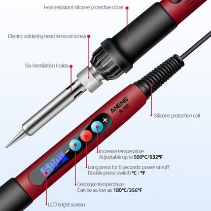 ANENG SL103 25pcs/set Intelligent Digital Display Temperature Adjustment Household Constant Temperature Soldering Iron Set 60W Internal Heat Welding Tool Kit(EU Plug) - Electric Soldering Iron by ANENG | Online Shopping South Africa | PMC Jewellery | Buy Now Pay Later Mobicred