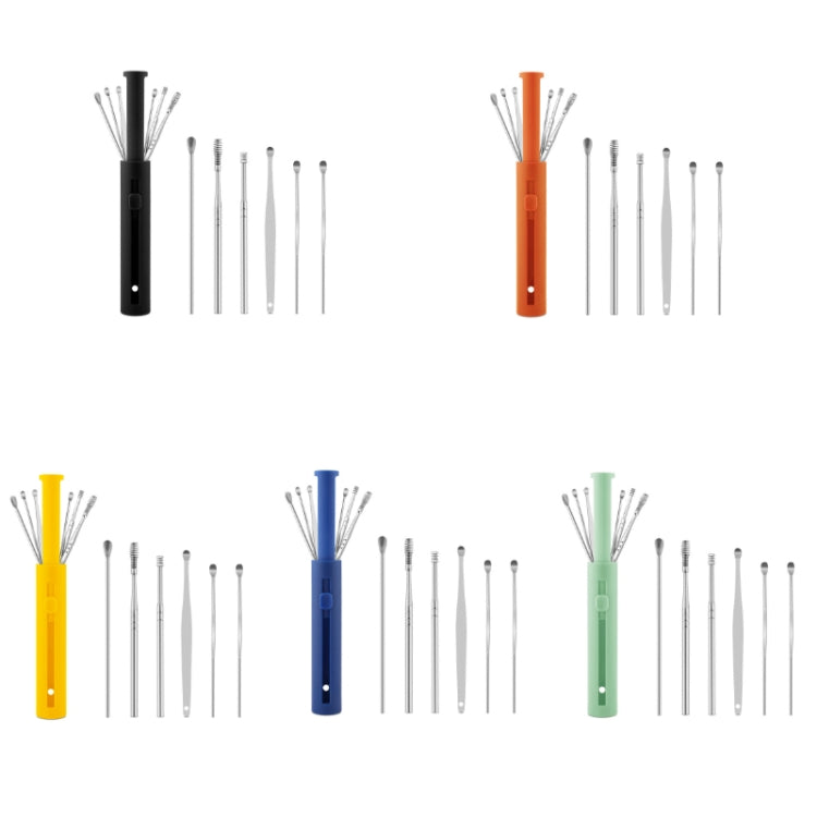 2 Packs Push-Pull Cylinder Storage Ear Scoop Set, Specification: 6 PCS/Set Orange - Ear Care Tools by PMC TechLife | Online Shopping South Africa | PMC TechLife | Buy Now Pay Later Mobicred