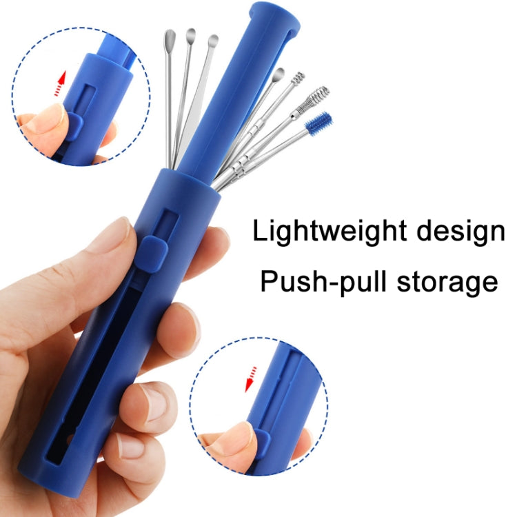 2 Packs Push-Pull Cylinder Storage Ear Scoop Set, Specification: 7 PCS/Set Green - Ear Care Tools by PMC TechLife | Online Shopping South Africa | PMC TechLife | Buy Now Pay Later Mobicred