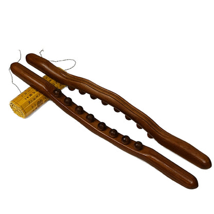 Eight-bead Beech Wood Carbonized Massage Stick Rolling Tendon Scraping Stick 53cm - Massage & Relaxation by PMC Jewellery | Online Shopping South Africa | PMC Jewellery