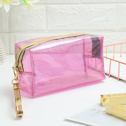 PVC Laser Transparent Portable Cosmetic Bag Travel Toiletry Bag(Pink) - Storage Boxes by PMC Jewellery | Online Shopping South Africa | PMC Jewellery