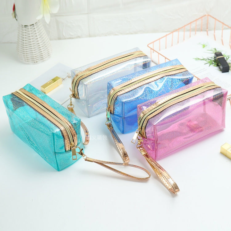 PVC Laser Transparent Portable Cosmetic Bag Travel Toiletry Bag(Silver) - Storage Boxes by PMC Jewellery | Online Shopping South Africa | PMC Jewellery