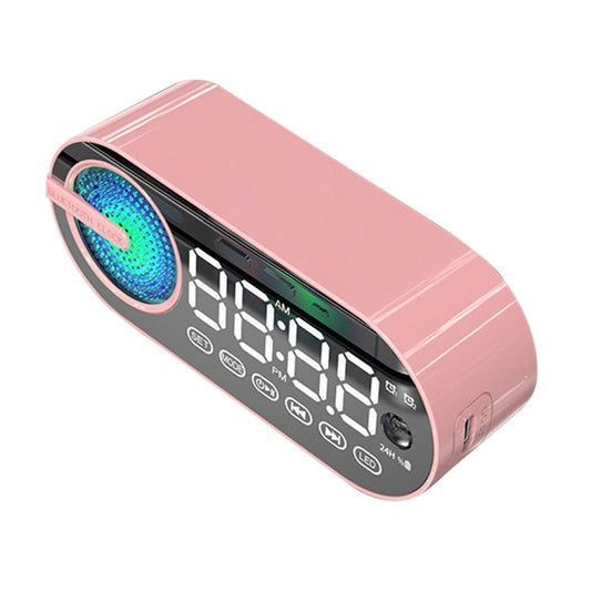 RBT-G30 Mirror Colorful Light Subwoofer Bluetooth Alarm Clock Audio, Spec: Voice Version (Pink) - Desktop Speaker by PMC Jewellery | Online Shopping South Africa | PMC Jewellery