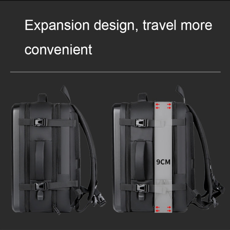Large-capacity Waterproof Expandable Hard Shell Backpack with USB Charging Hole(162 Black) - Backpack by PMC TechLife | Online Shopping South Africa | PMC TechLife