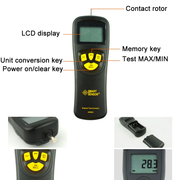 Smart Sensor AR925 LCD Display Contact Tachometer - free shipping - PMC TechLife - Order now!